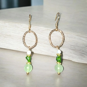 Ethiopian Opal, Chrome Diopside and Aventurine Oval earrings