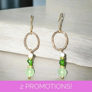 Ethiopian Opal, Chrome Diopside and Aventurine Oval earrings
