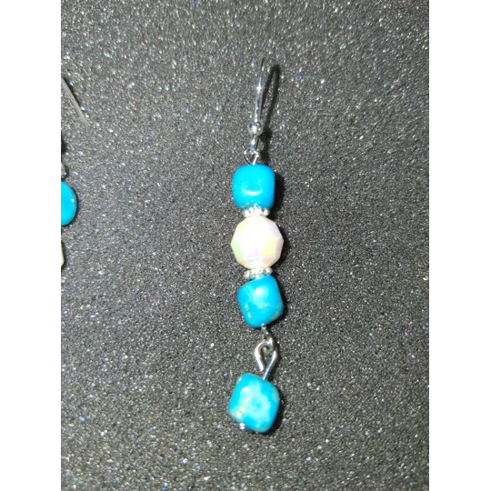Vintage Czech Glass and Howlite Turquoise earrings