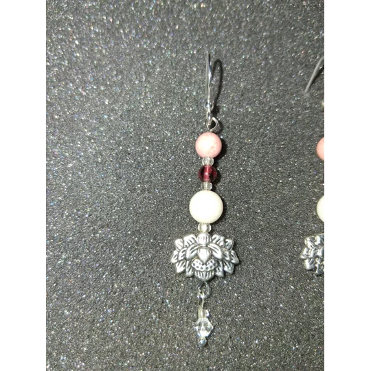 Garnet, Rhodonite and Crystal earrings