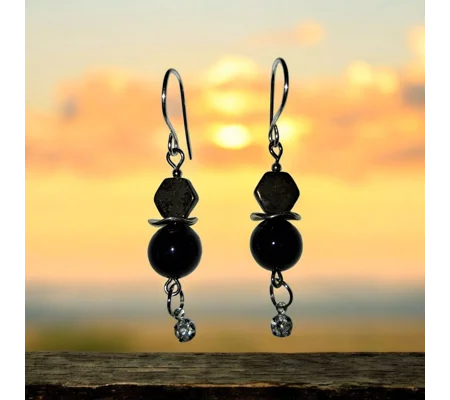 Pyrite and Onyx earrings