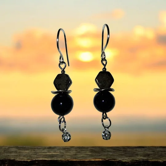 Pyrite and Onyx earrings