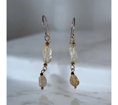 Citrine and Black Spinel earrings