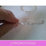 Clear Silver Lined Bead Bangle Bracelet - Silver