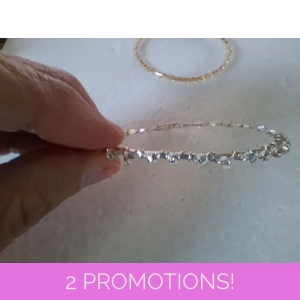 Clear Silver Lined Bead Bangle Bracelet - Silver