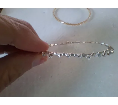 Clear Silver Lined Bead Bangle Bracelet - Silver