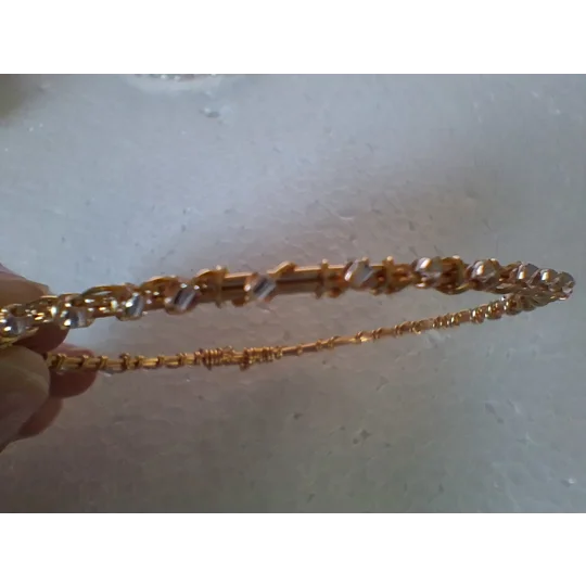 Clear Silver Lined Bead Bangle Bracelet - Gold