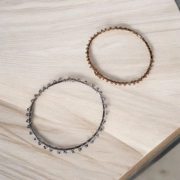 Clear Silver Lined Bead Bangle Bracelet - Gold