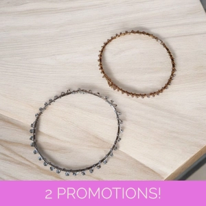 Clear Silver Lined Bead Bangle Bracelet - Gold