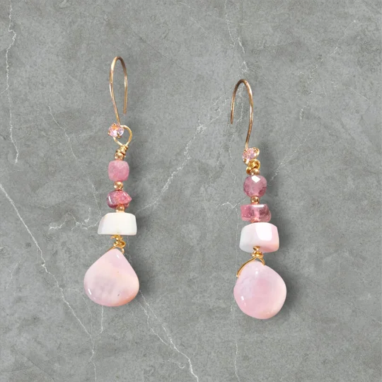 Pink Opal and Pink Tourmaline earrings