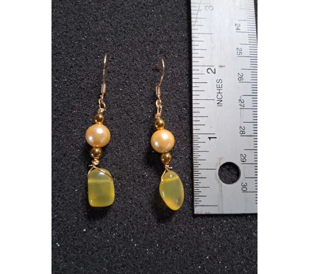 Golden Opal, Pearl and Hematite earrings