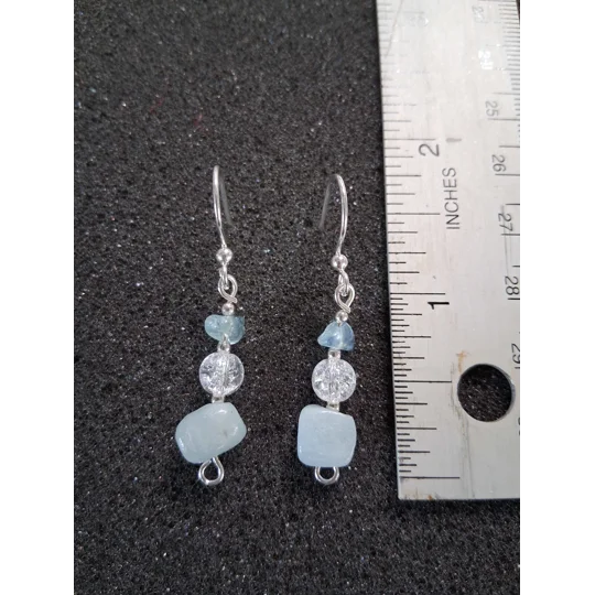 Aquamarine and Crackle Quartz earrings