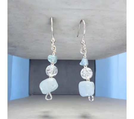 Aquamarine and Crackle Quartz earrings