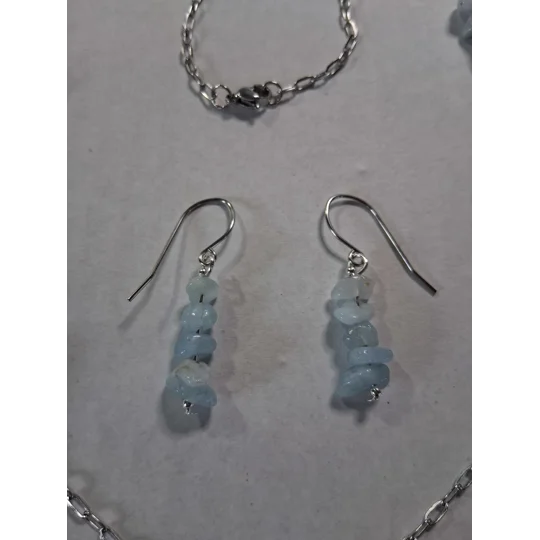 Aquamarine necklace set - 24"