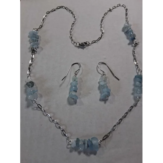 Aquamarine necklace set - 24"
