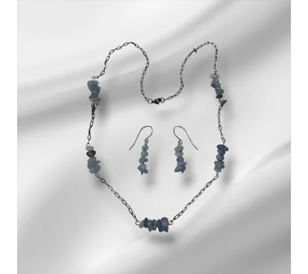 Aquamarine necklace set - 24"