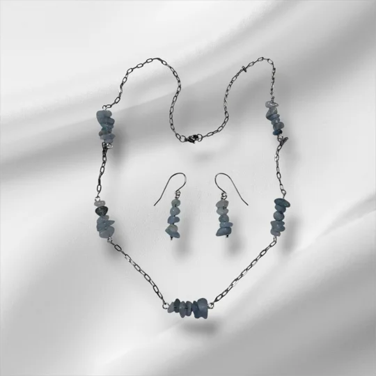 Aquamarine necklace set - 24"