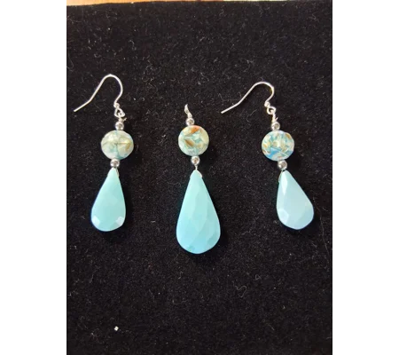Color Me Blue Opal Pendant and Earring Set