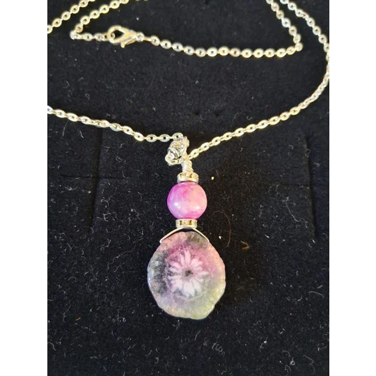 Watermelon Solar Quartz Pendant w/chain