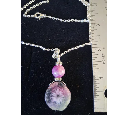 Watermelon Solar Quartz Pendant w/chain