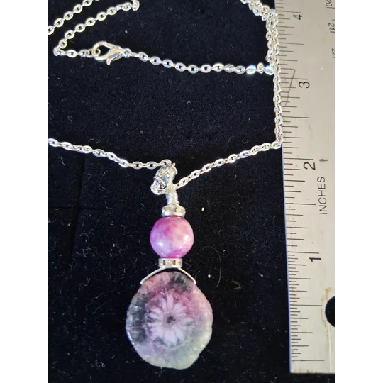 Watermelon Solar Quartz Pendant w/chain