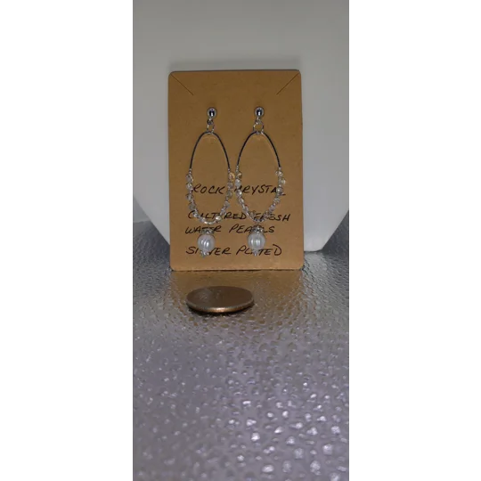 Rock Crystal and Cultured Pearl Earrings