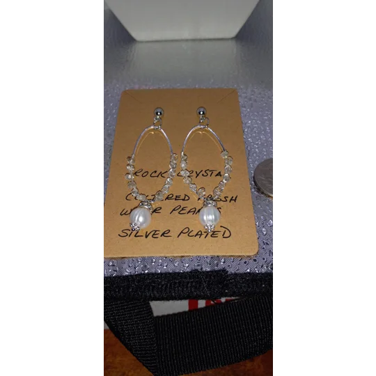 Rock Crystal and Cultured Pearl Earrings