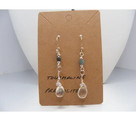 Presiolite and Tourmaline Earrings