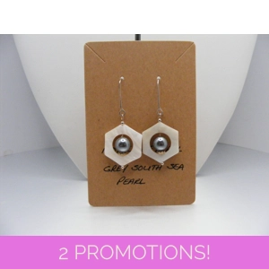 MOP Hexagon and Shell Pearl earrings