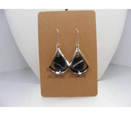 Banded Black Agate Earrings
