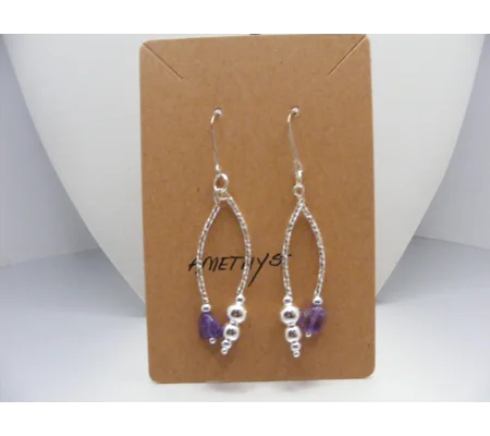 AMETHYST and Silver Bead earrings
