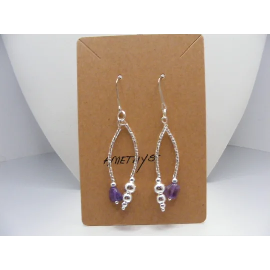 AMETHYST and Silver Bead earrings