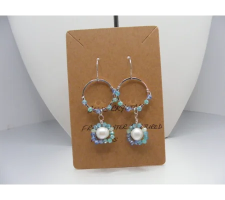 Crystal Wrapped Cultured Pearl Earrings