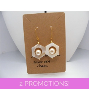 MOP Hexagon and Ivory Shell Pearl Earrings