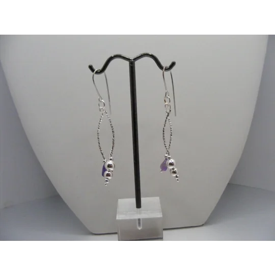 AMETHYST and Silver Bead earrings