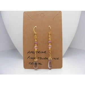 Ametrine, Tourmaline and Crystal Earrings