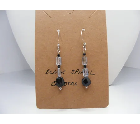 Black Spinel and Crystal Earrings