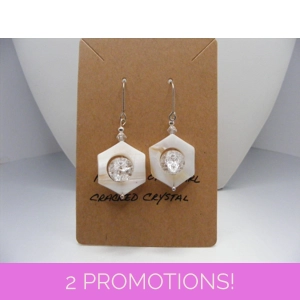 MOP Hexagon and Cracked Crystal earrings