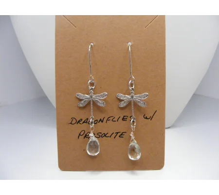 Dragonfly and Prasiolite Earrings