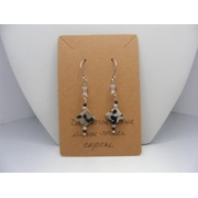 Dalmation Stone and Black Spinel Earrings