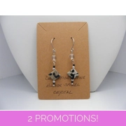 Dalmation Stone and Black Spinel Earrings