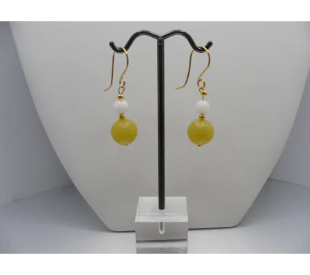 Olivine and Snow Quartz Earrings