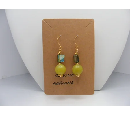 Olivine and Abalone Earrings