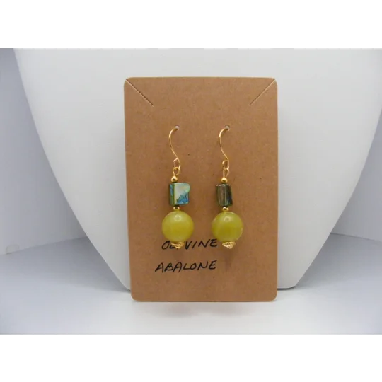 Olivine and Abalone Earrings
