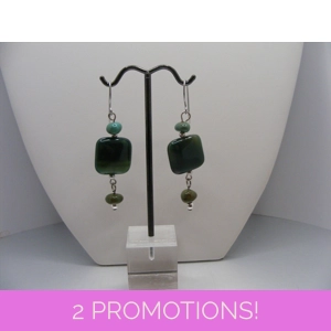 Green Jasper and Howlite Turquoise earrings