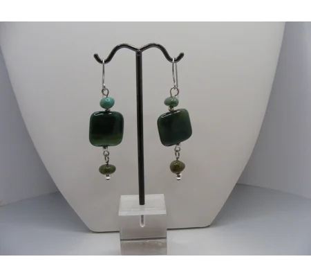 Green Jasper and Howlite Turquoise earrings