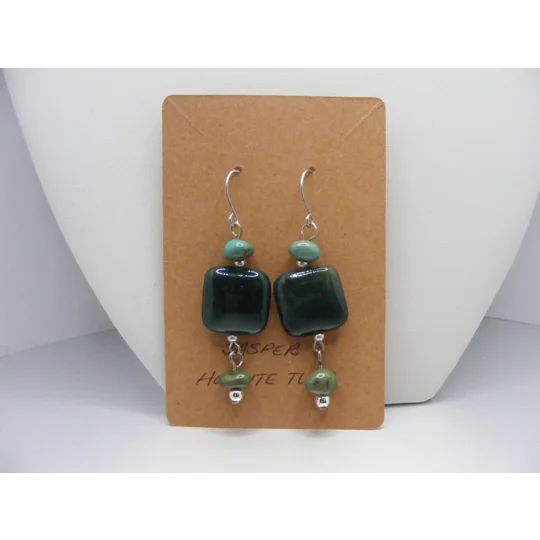 Green Jasper and Howlite Turquoise earrings