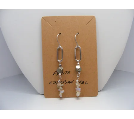 Ethiopian Opal and Pyrite Earrings
