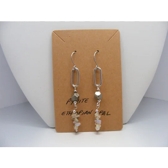 Ethiopian Opal and Pyrite Earrings