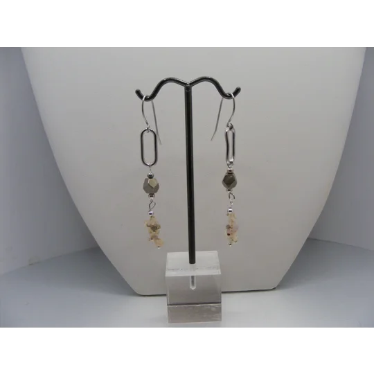 Ethiopian Opal and Pyrite Earrings